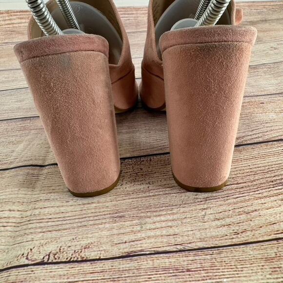 Kurt Geiger Jessika Open Toe Heels Sandals Sz 39/8.5 Blush Pink Bow Suede Mule - Picture 8 of 13